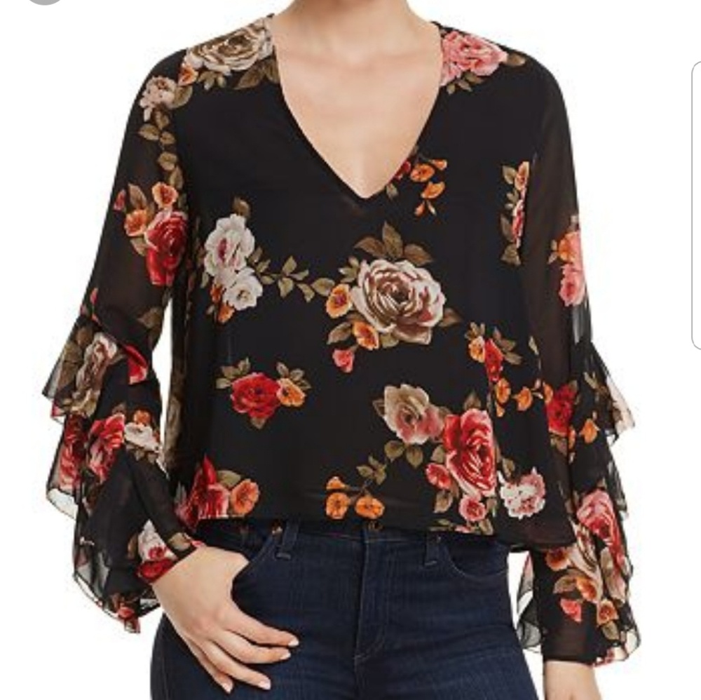Olivaceous floral blouse